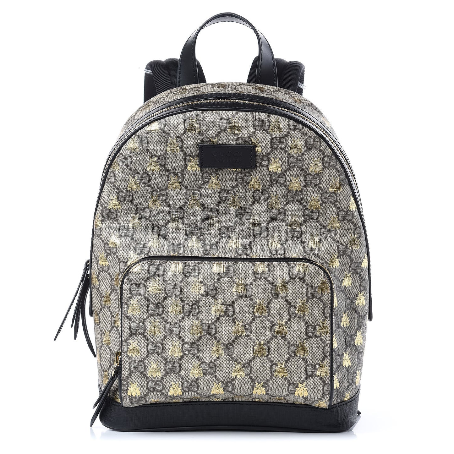 GG Supreme Monogram Bees Print Small Day Backpack Beige Oro Black