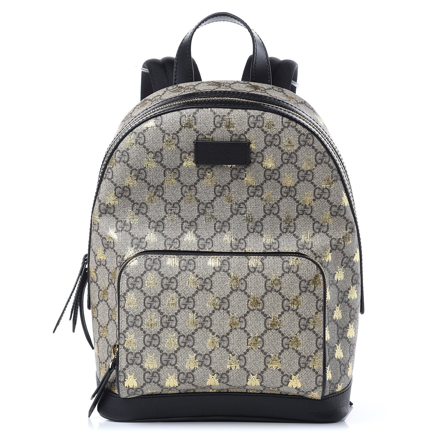 Gucci GG Supreme Monogram Bees Print Small Day Backpack Beige Oro Black 1 of 11
