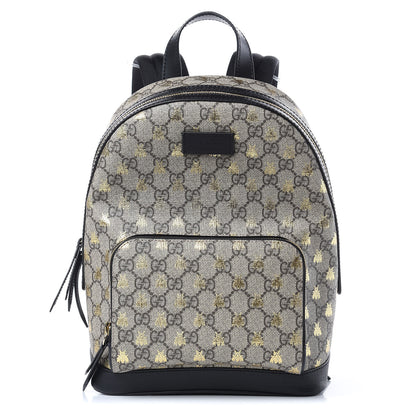 Gucci GG Supreme Monogram Bees Print Small Day Backpack Beige Oro Black 1 of 11
