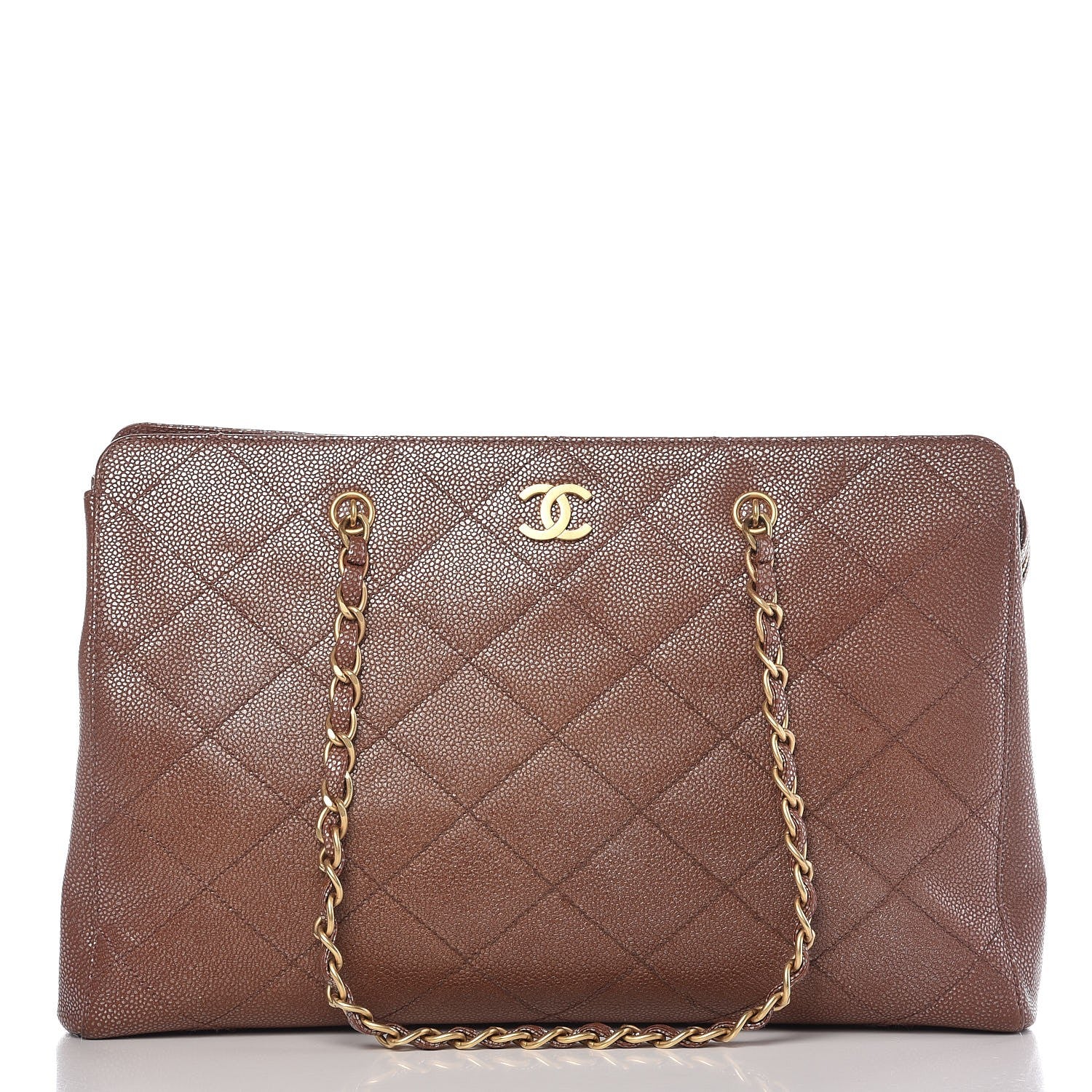 Chanel Metallic Caviar Quilted Shopping Tote Brown 1 of 17