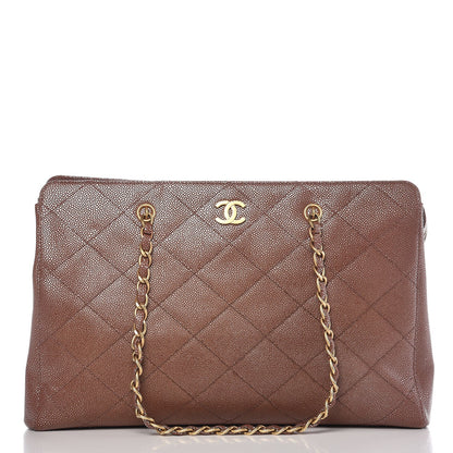 Chanel Metallic Caviar Quilted Shopping Tote Brown 1 of 17