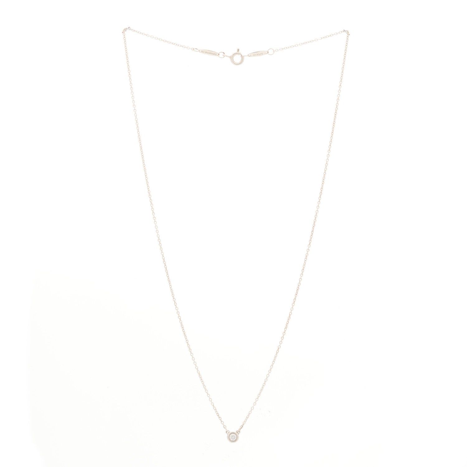 Tiffany Sterling Silver Diamond .07ct Elsa Peretti Diamonds by the Yard Pendant Necklace 3 of 5