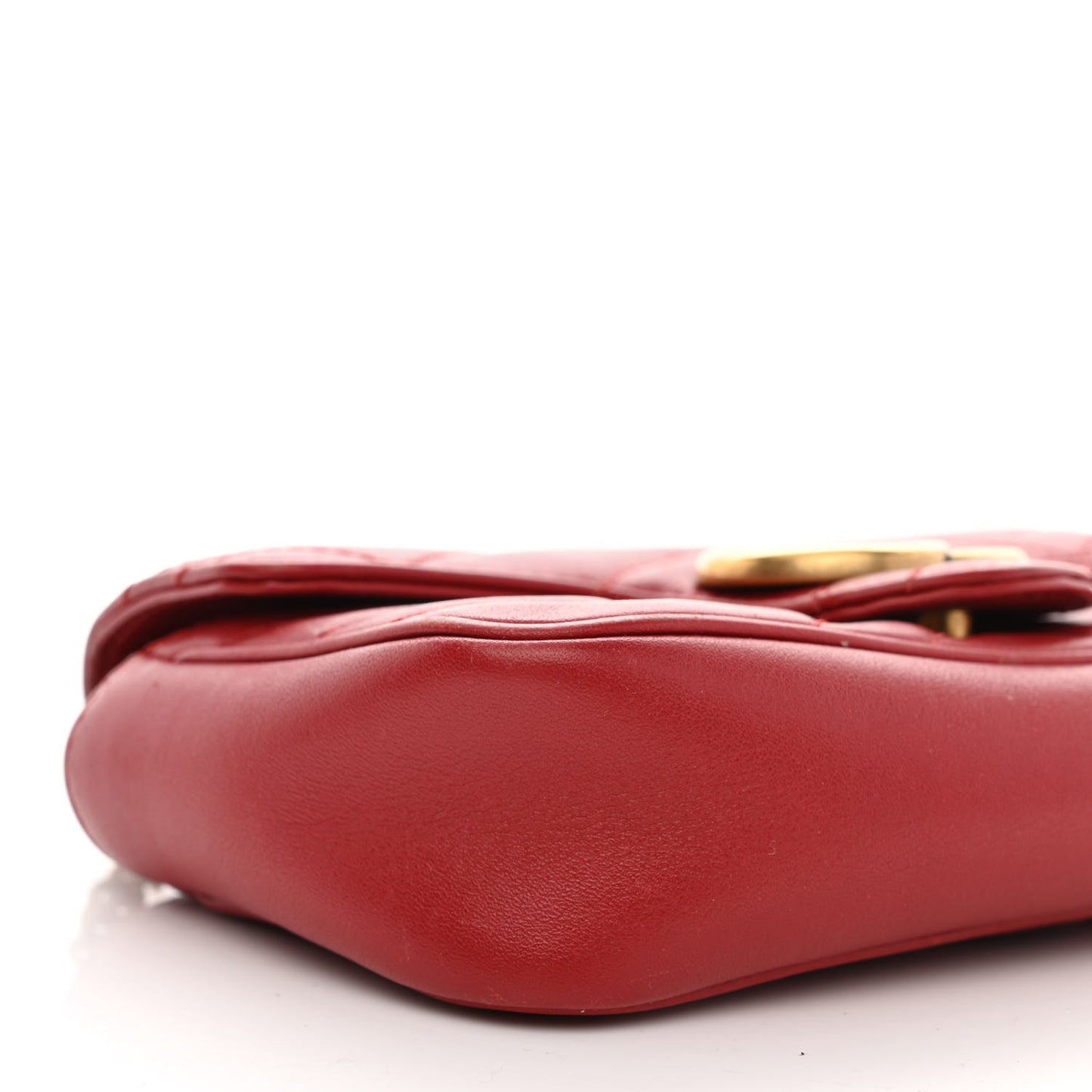 Calfskin Matelasse Super Mini GG Marmont Shoulder Bag Hibiscus Red