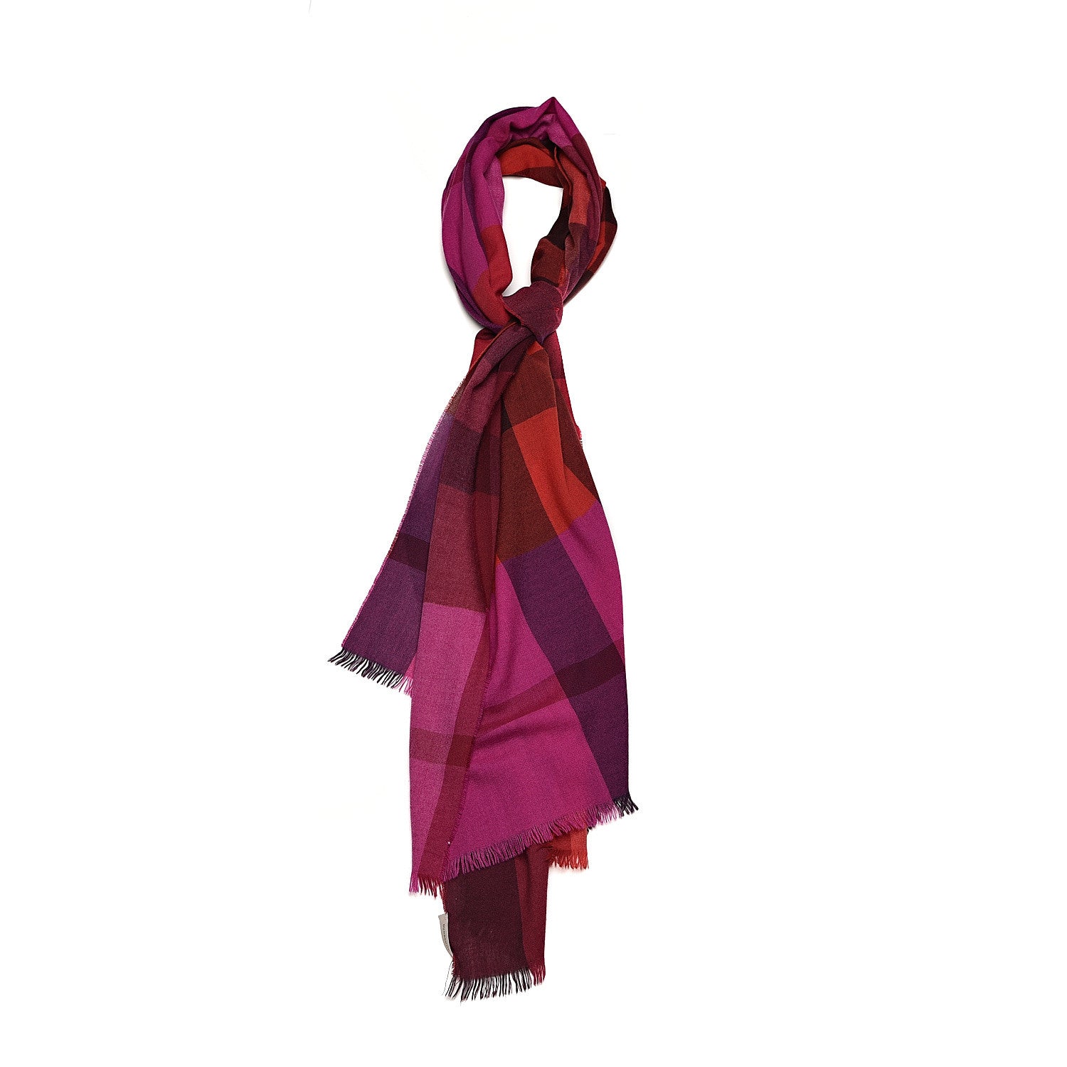 Burberry Wool Cashmere Mega Check Colorblock Scarf Flame Red 1 of 4
