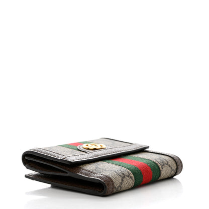 Gucci GG Supreme Monogram Web Ophidia French Flap Wallet Beige New Acero 3 of 9