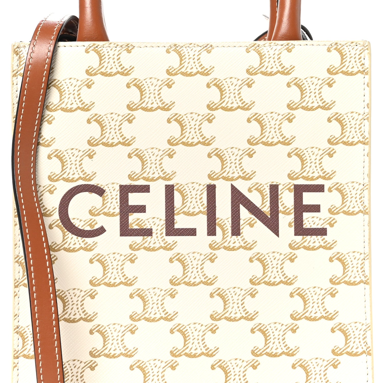 Celine Triomphe Canvas Calfskin Mini Vertical Cabas White 6 of 8