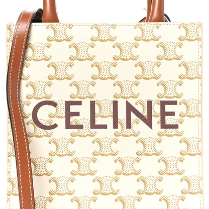 Celine Triomphe Canvas Calfskin Mini Vertical Cabas White 6 of 8