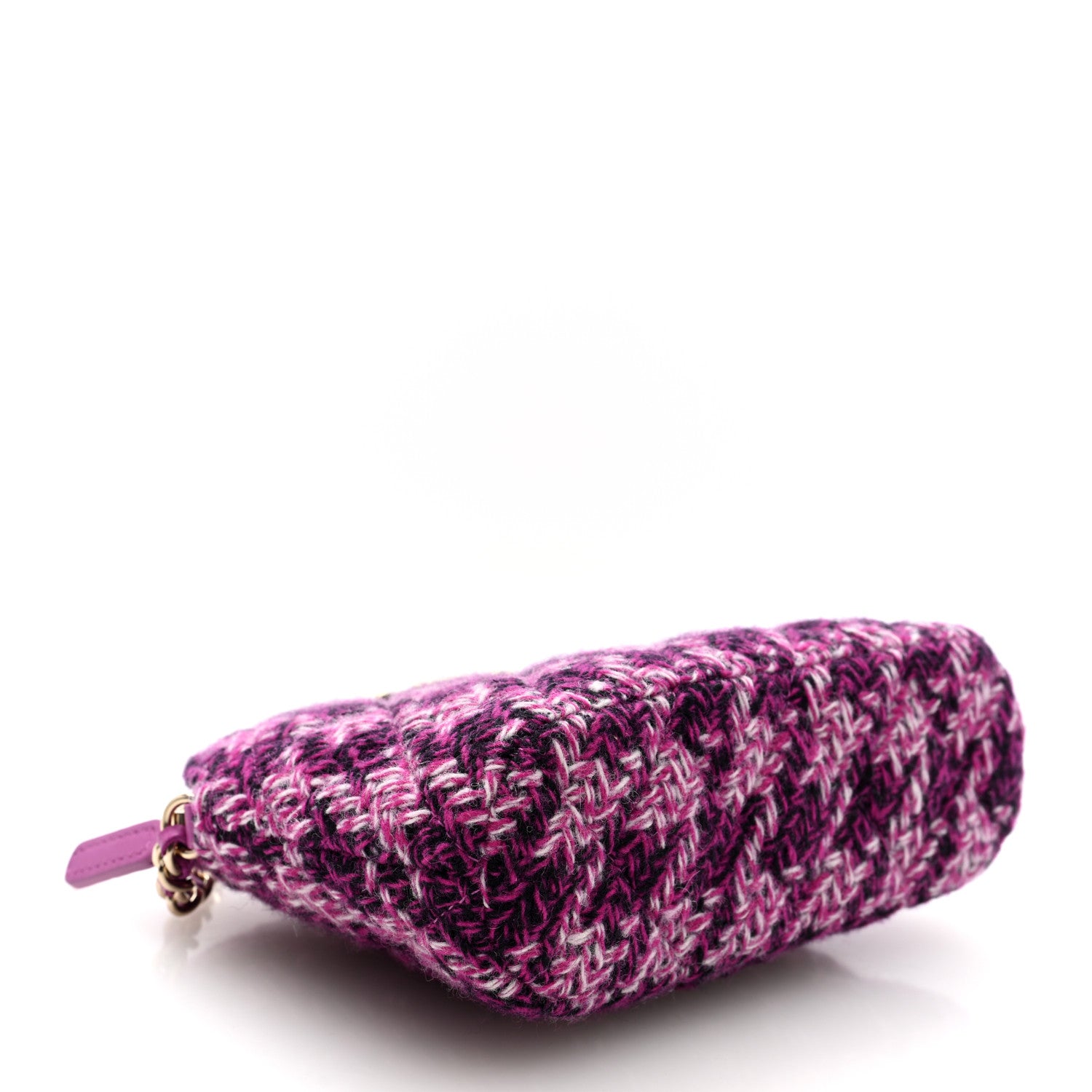 Chanel Tweed Quilted Mini Clutch With Chain Purple 1714180