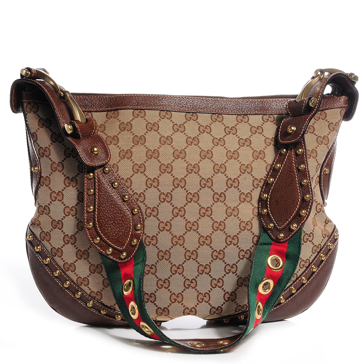 Monogram Pelham Studded Shoulder Bag Brown