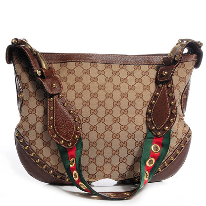 Gucci Monogram Pelham Studded Shoulder Bag Brown 1 of 8