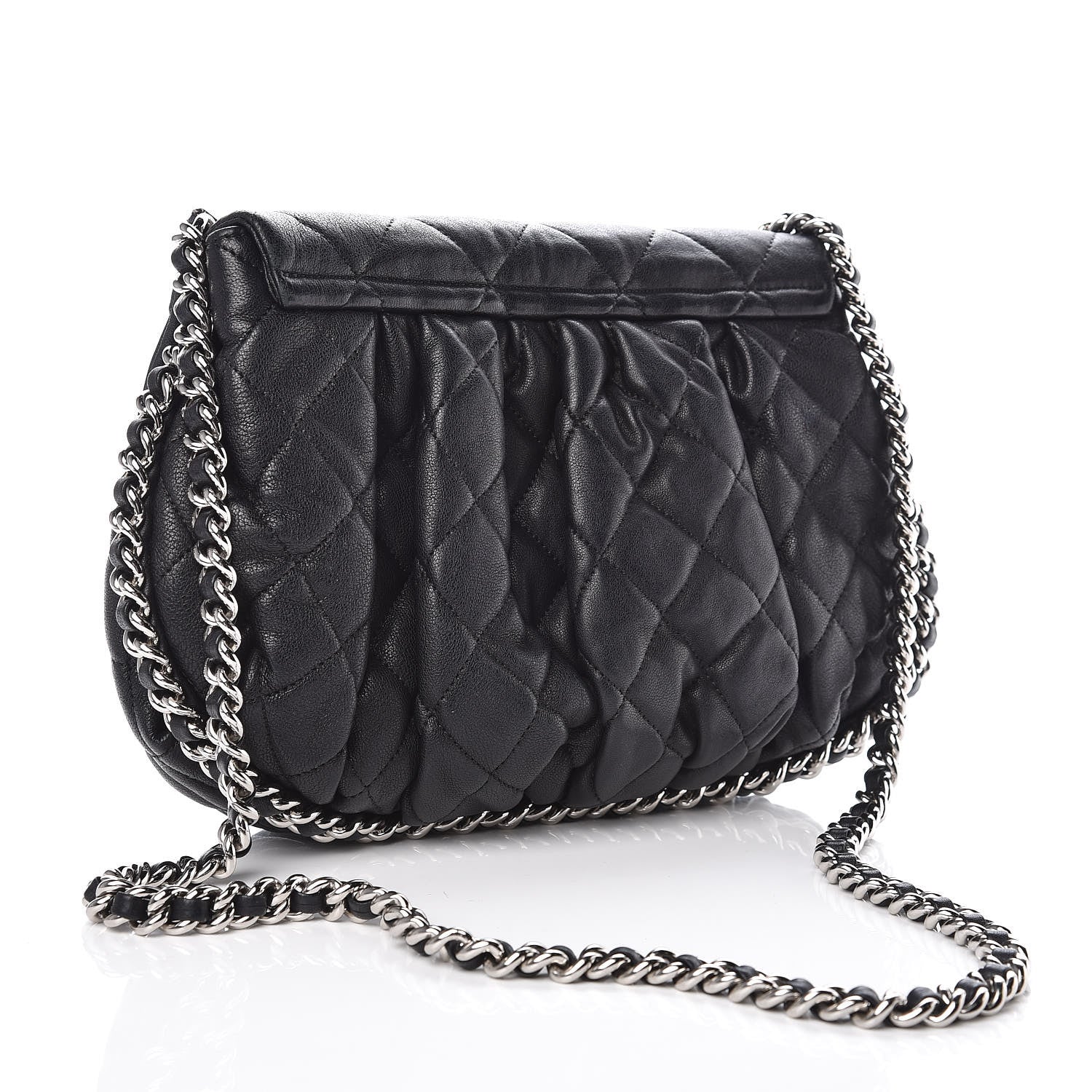 Chanel Washed Lambskin Quilted Medium Chain Around Messenger Black 3 of 10