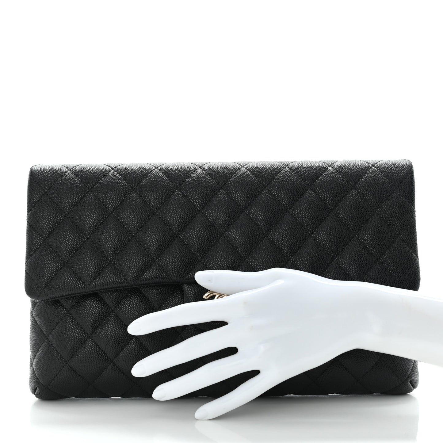Caviar Quilted Flap Clutch Black