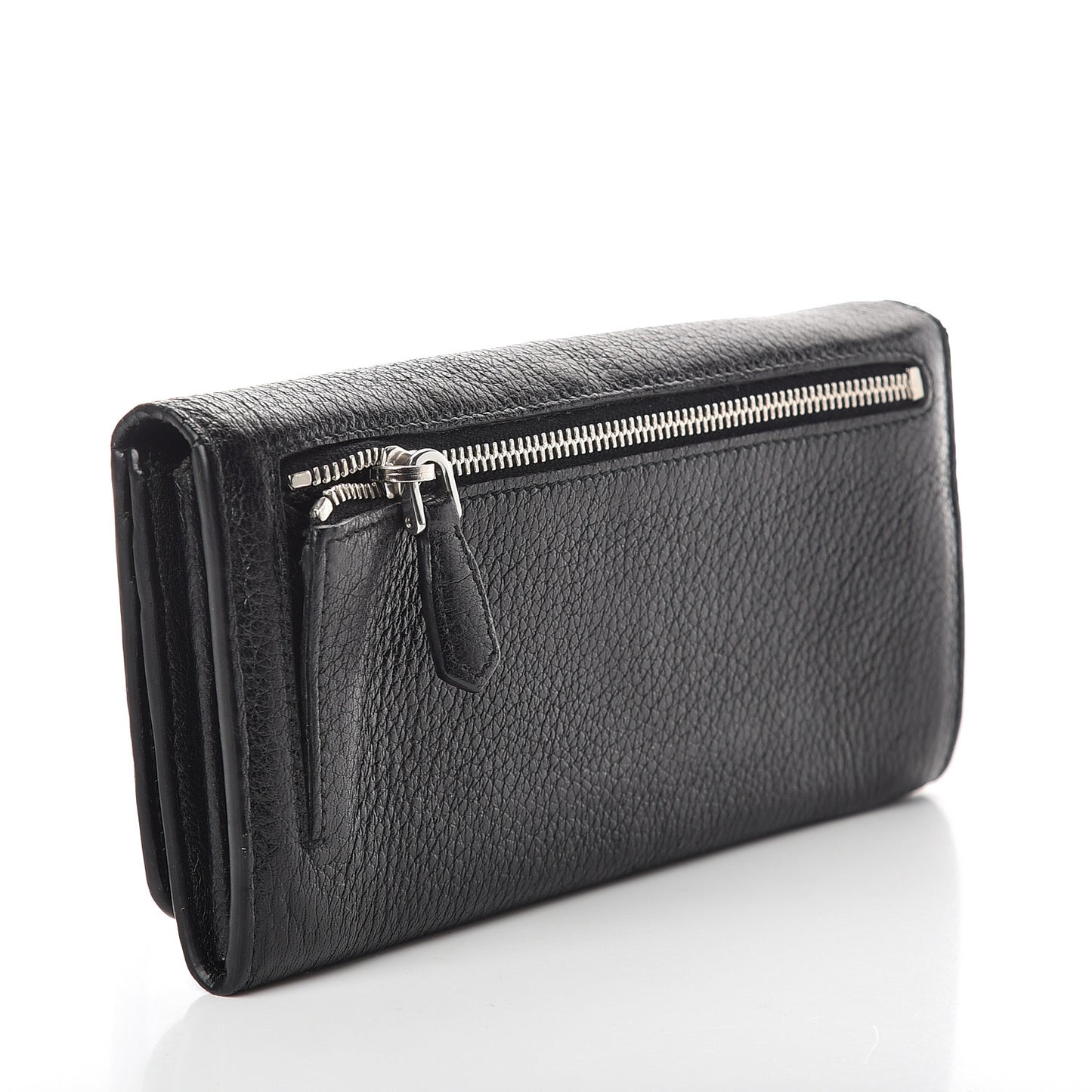 Vitello Daino Continental Flap Wallet Black