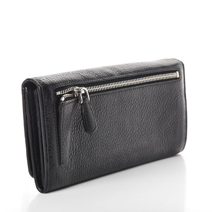 Prada Vitello Daino Continental Flap Wallet Black 2 of 11