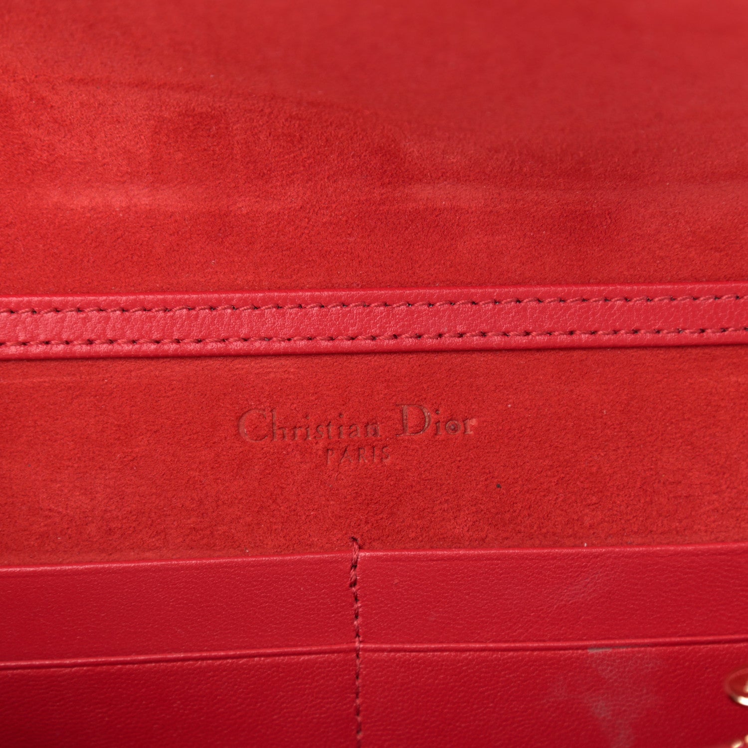 Christian Dior Grained Calfskin Diorama Wallet on Chain Pouch Rouge Vif 6 of 12