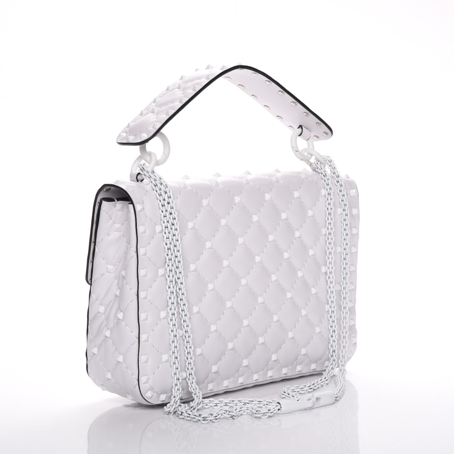 Lambskin Medium Free Rockstud Spike Shoulder Bag Optic White