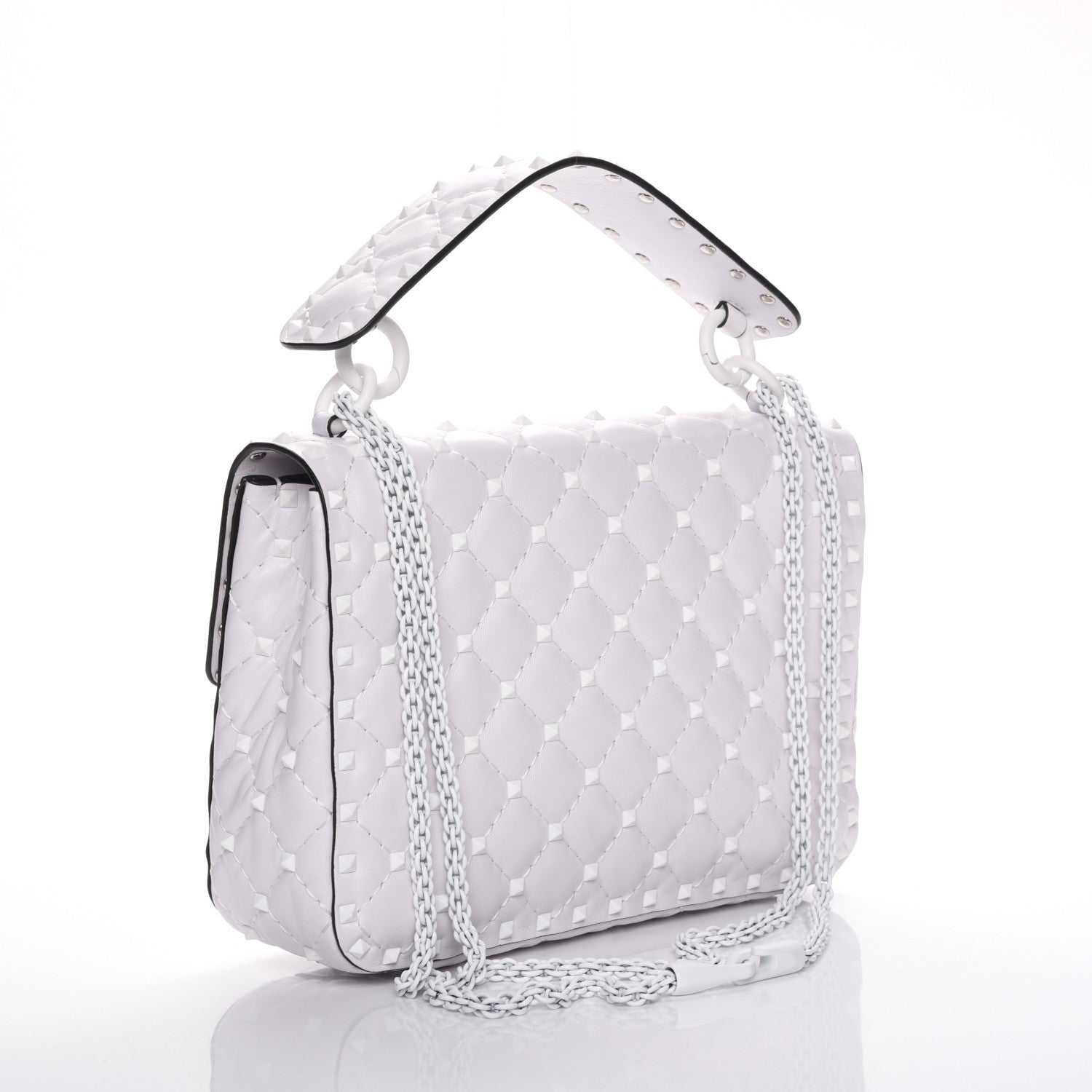 Valentino Garavani Lambskin Medium Free Rockstud Spike Shoulder Bag Optic White 3 of 6