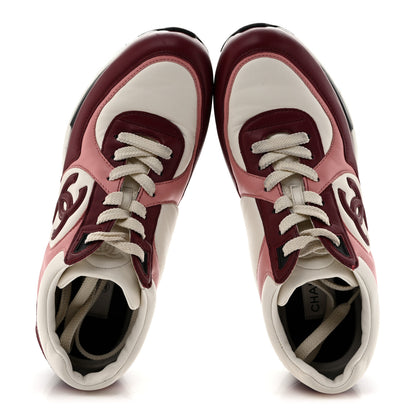 Chanel Calfskin CC Sneakers 40 Light Burgundy White Pink 2 of 14