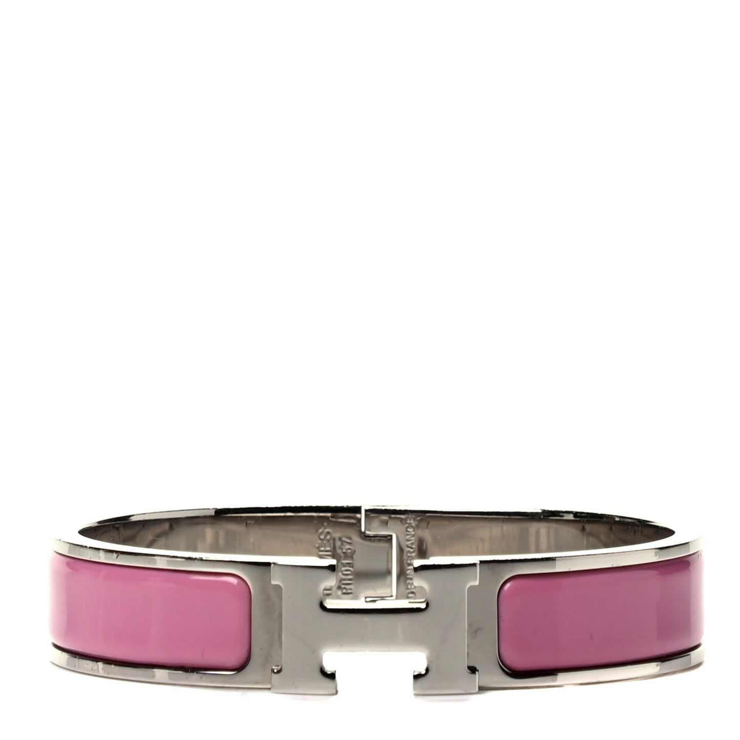 Enamel Narrow Clic Clac H Bracelet PM Rose Velours