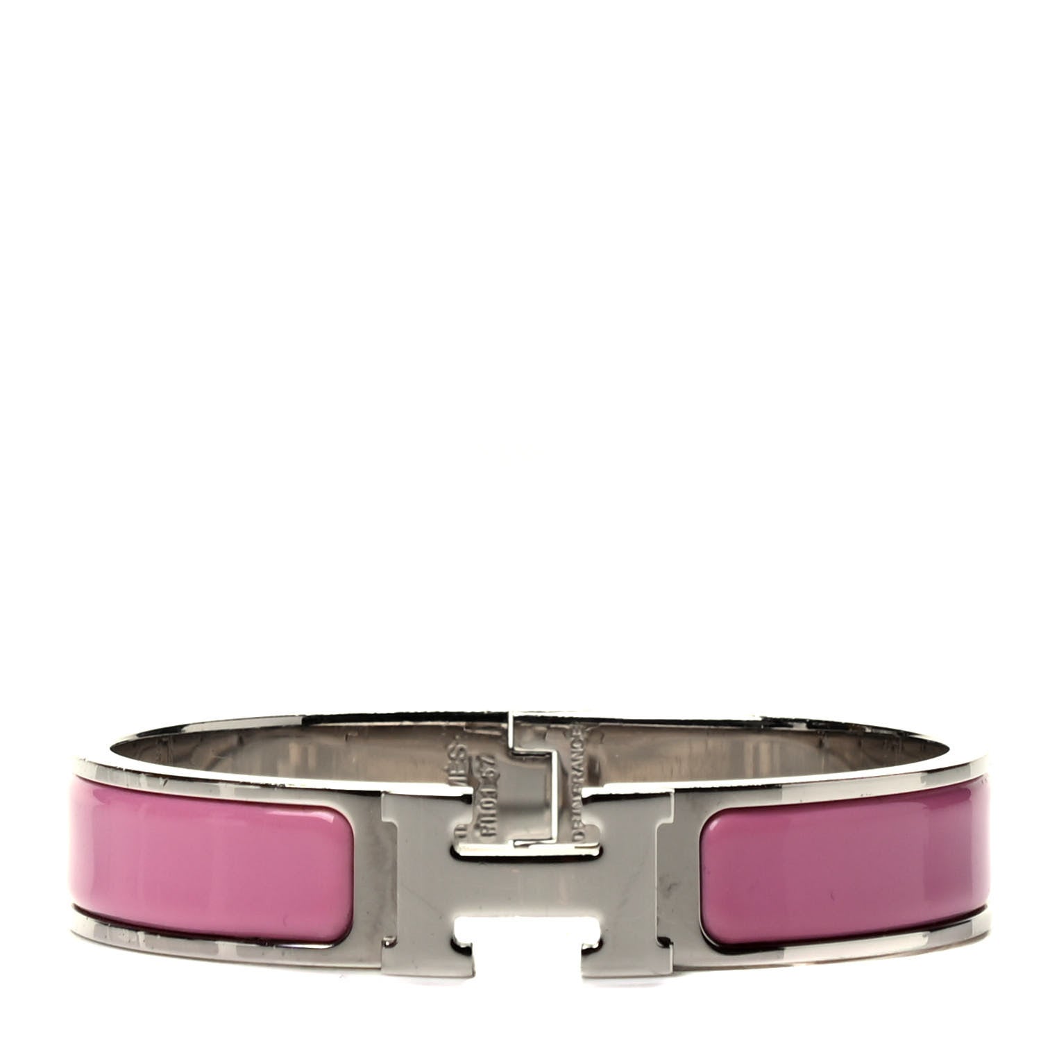 Hermes Enamel Narrow Clic Clac H Bracelet PM Rose Velours 1 of 4