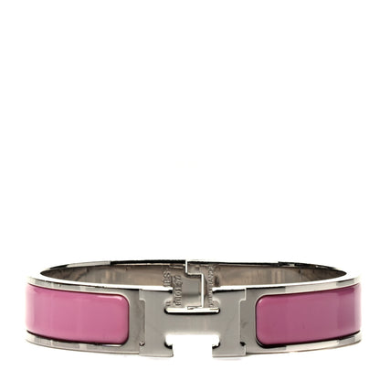 Hermes Enamel Narrow Clic Clac H Bracelet PM Rose Velours 1 of 4