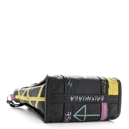 Balenciaga Agneau Arena Graffiti All Over XS Bazar Shopper Tote Black Multicolor 4 of 12