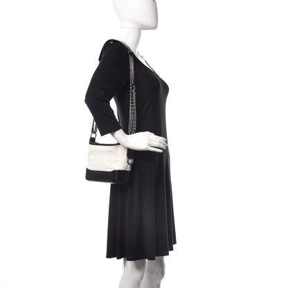 Chanel Aged Calfskin Quilted Small Gabrielle Hobo Black White 2 of 9