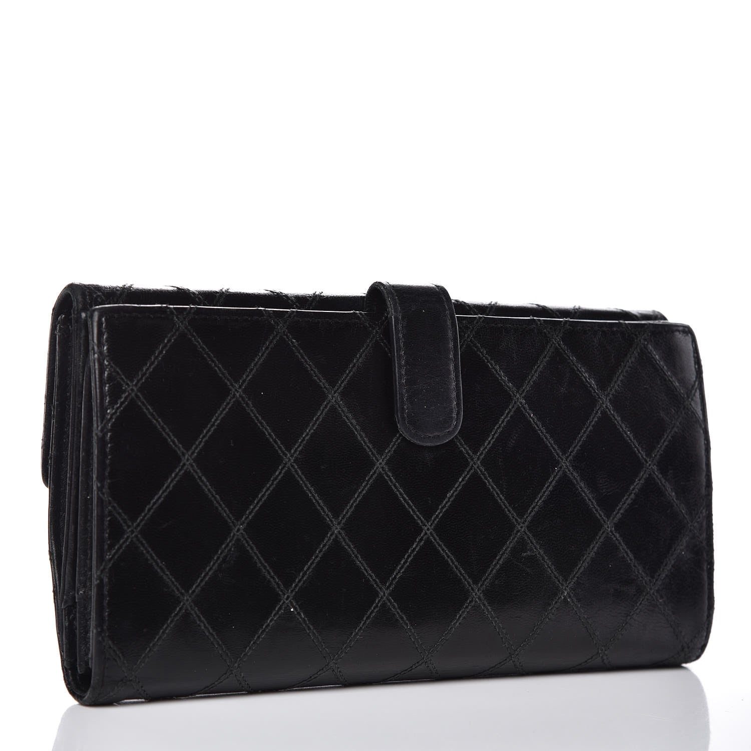 Chanel Lambskin Diamond Stitched Flap Wallet Black 3 of 15