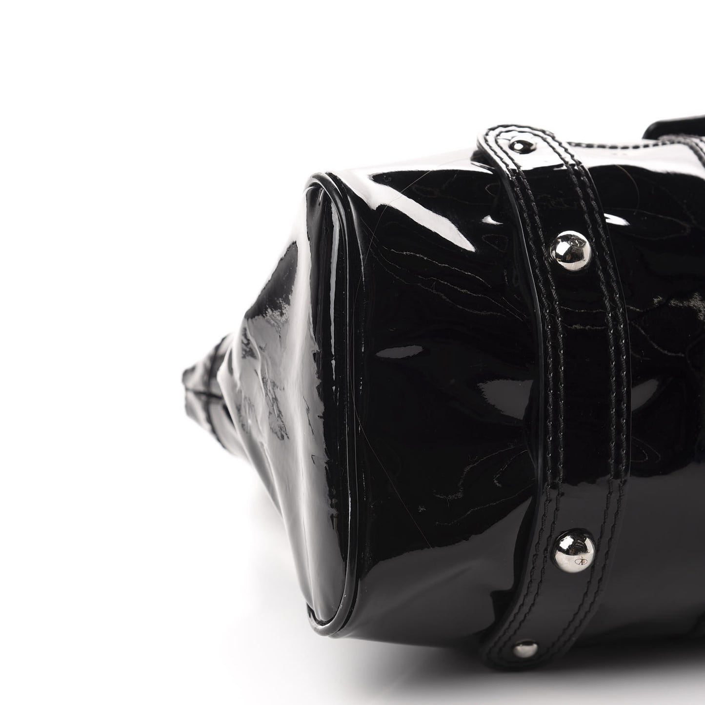Patent Crystal Catch Satchel Black