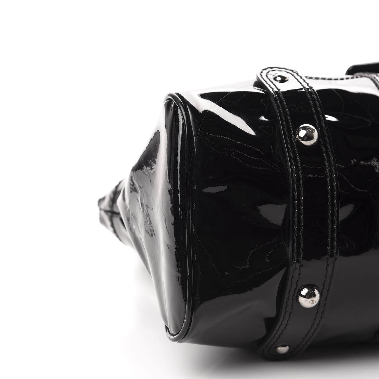 Valentino Garavani Patent Crystal Catch Satchel Black 6 of 10