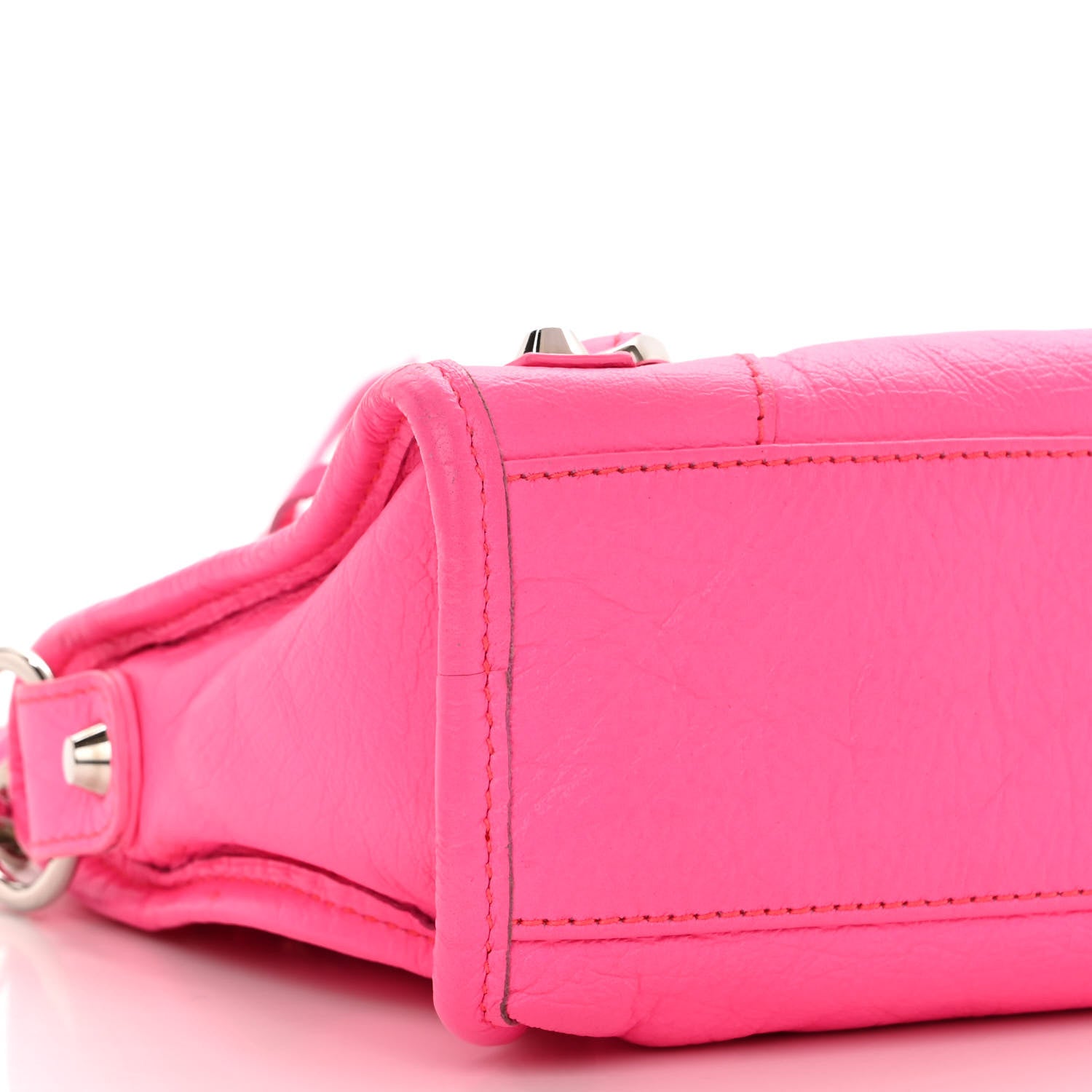 Balenciaga Agneau Classic Silver Hardware Mini City Rose Fluo 8 of 10
