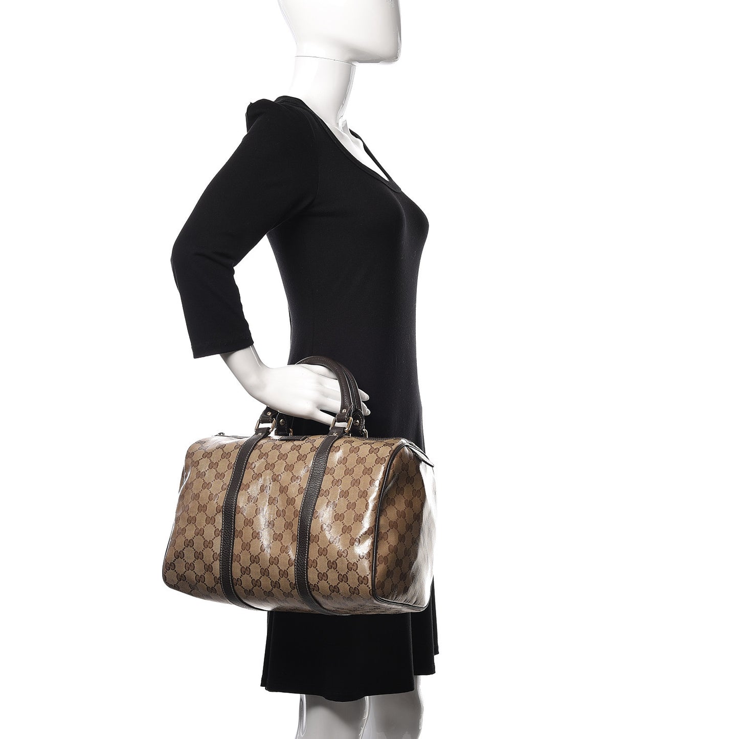 Crystal Monogram Medium Joy Boston Dark Brown