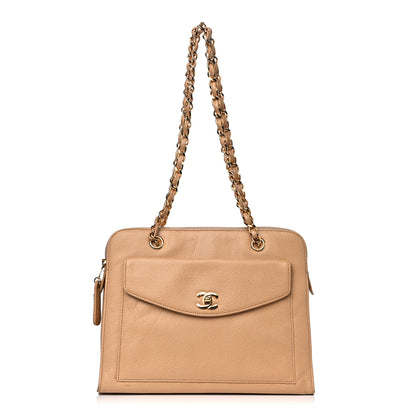 Chanel Caviar Flap Shoulder Bag Beige 1 of 31