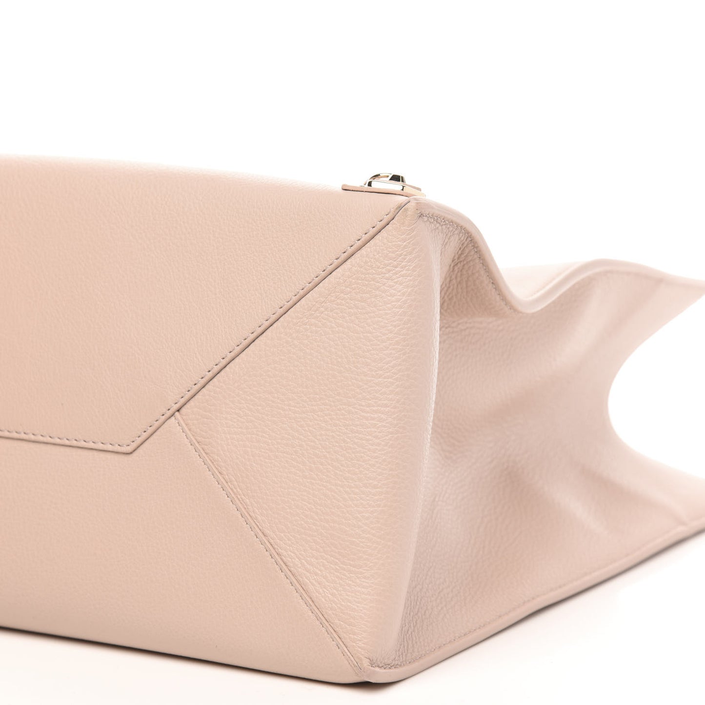 Grained Calfskin Gold Metallic Edge Hardware Papier A4 Tote Rose Poudre