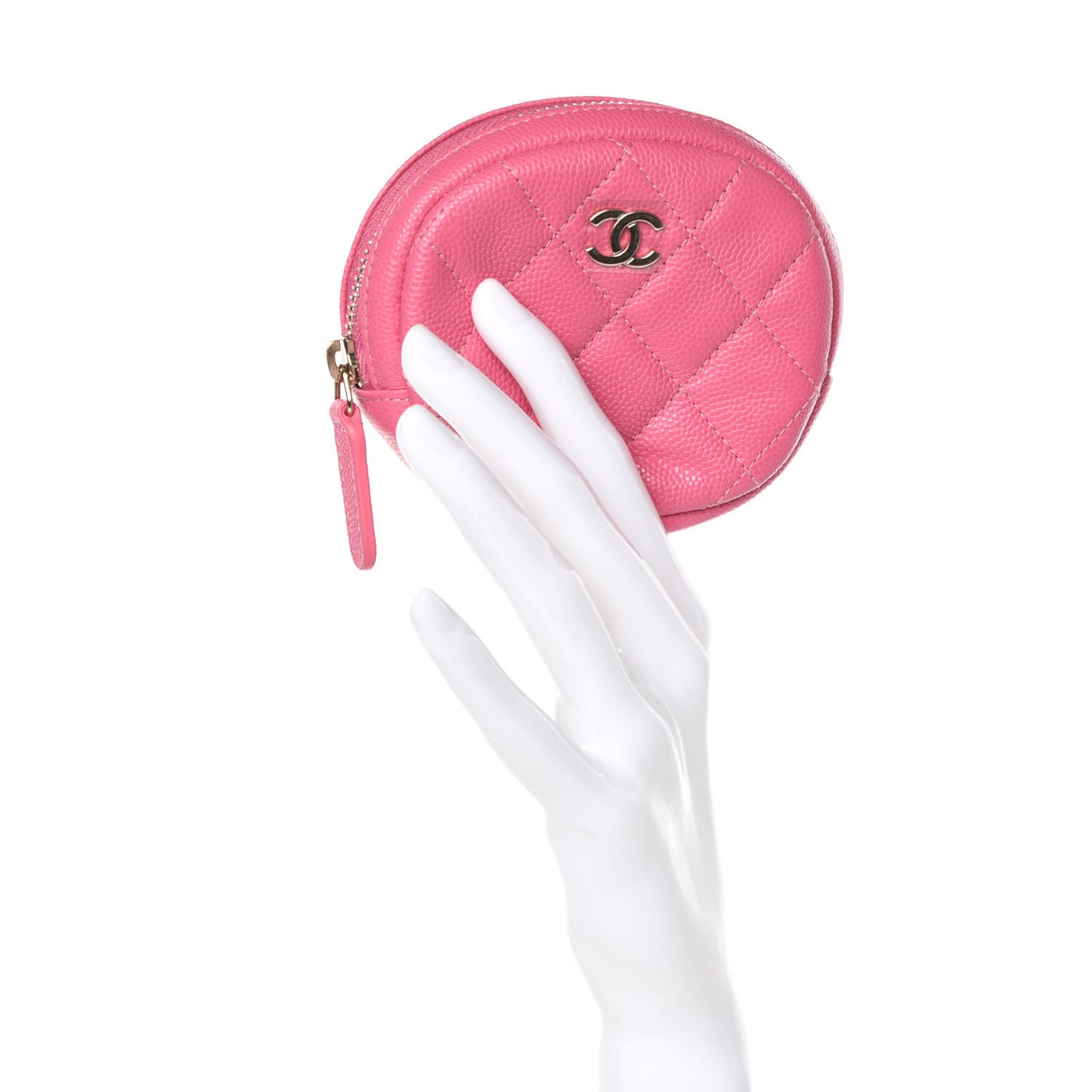 Caviar Quilted Zip Around Classic Coin Purse Pink