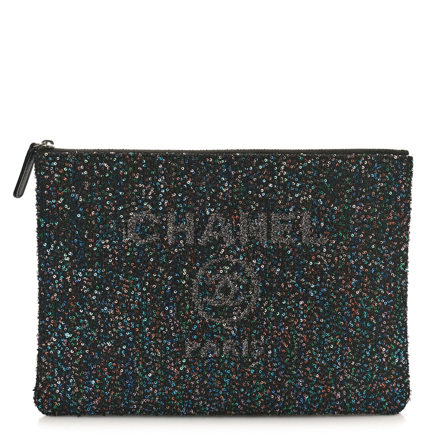 Chanel Canvas Sequin Medium Deauville Cosmetic Pouch Black 1 of 10