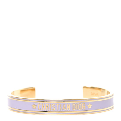 Christian Dior Metal Enamel Code Bangle Bracelet Lavender Gold 1 of 4