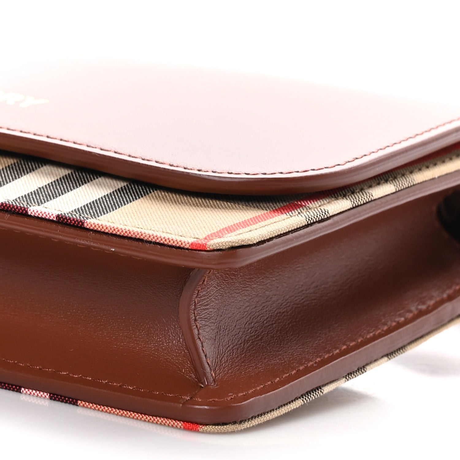 Burberry Calfskin House Check Hampshire Wallet On Chain Tan 8 of 8