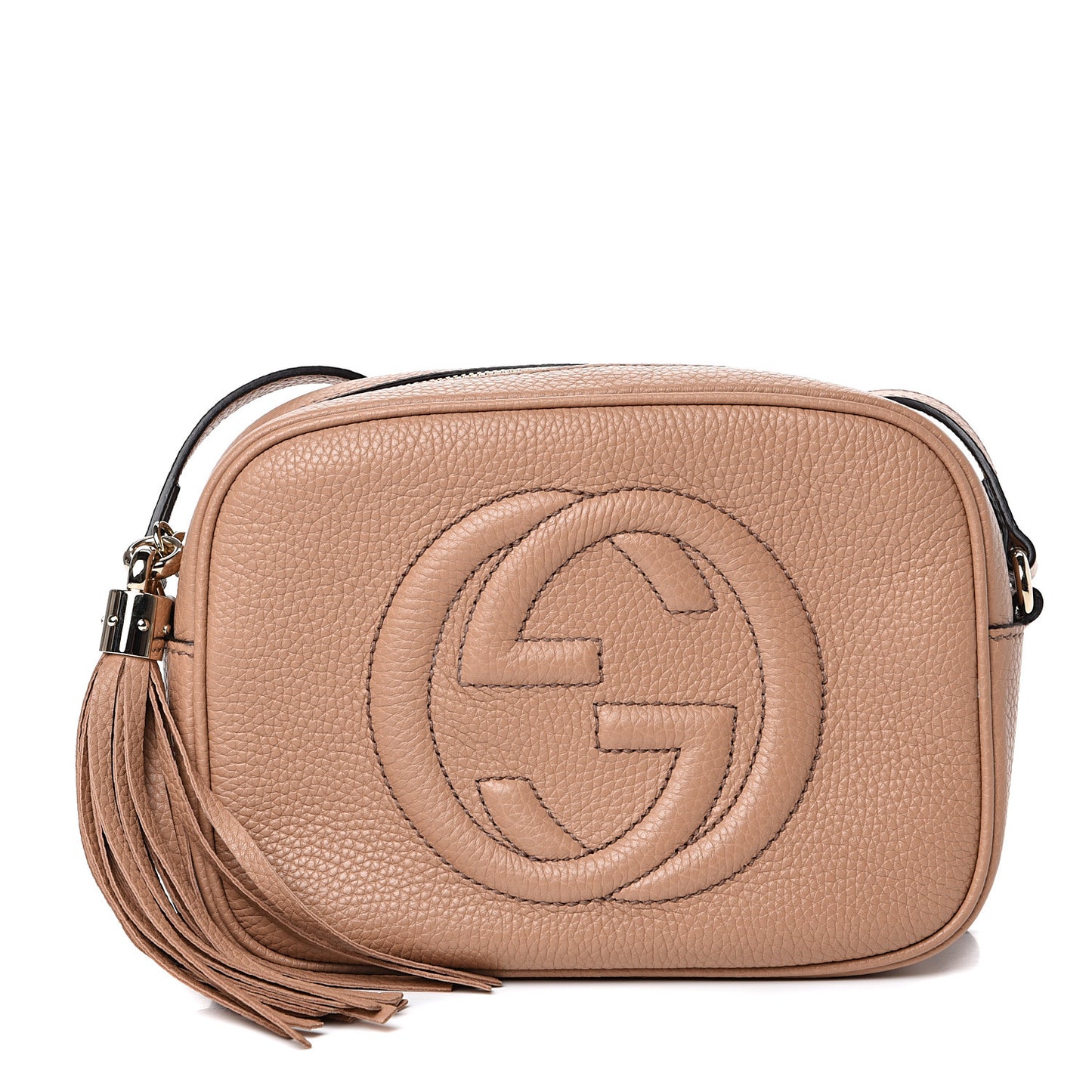 Pebbled Calfskin Small Soho Disco Bag Rose Beige