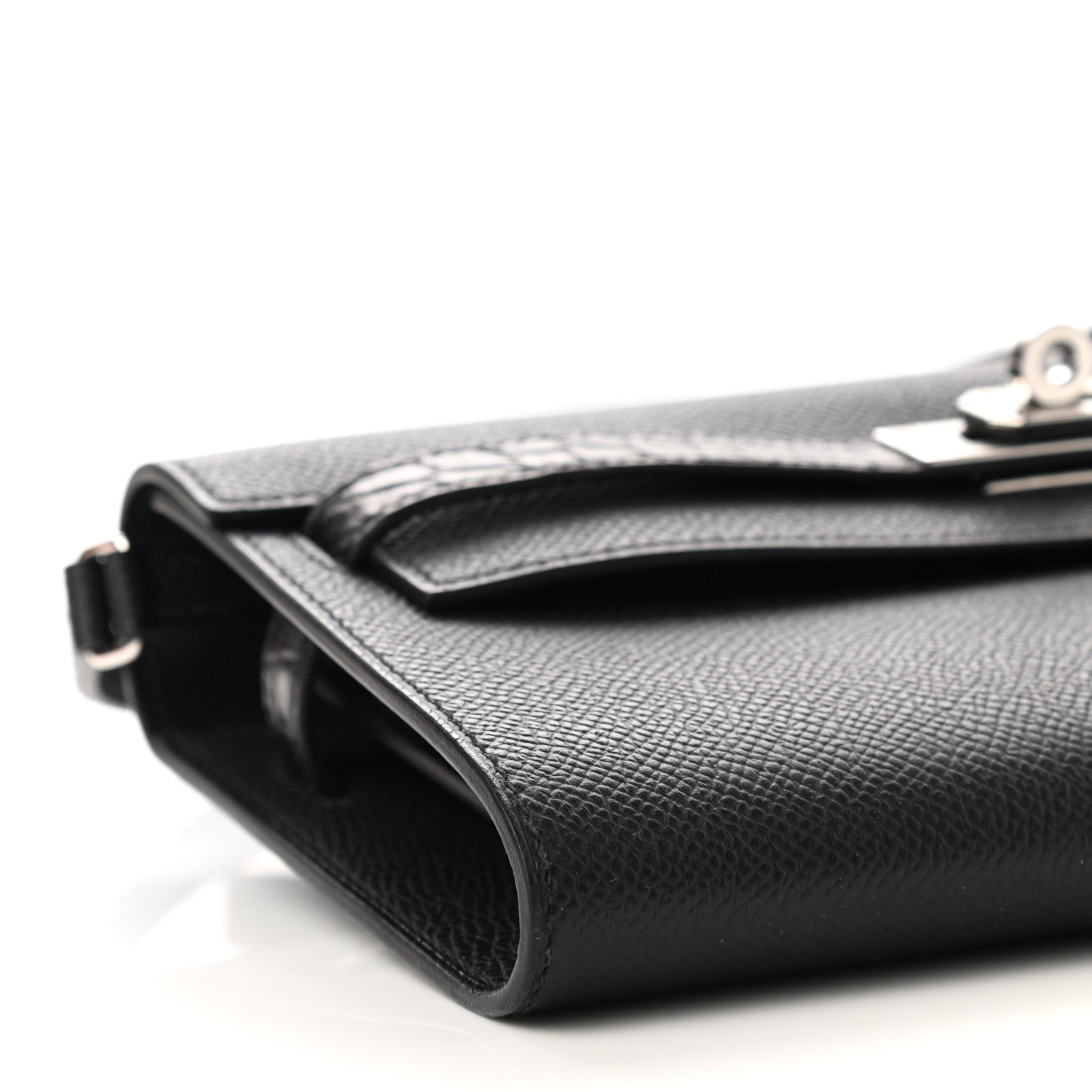 Hermes Epsom Matte Alligator Touch Kelly Wallet To Go Black 6 of 8