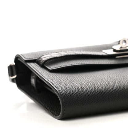 Hermes Epsom Matte Alligator Touch Kelly Wallet To Go Black 6 of 8