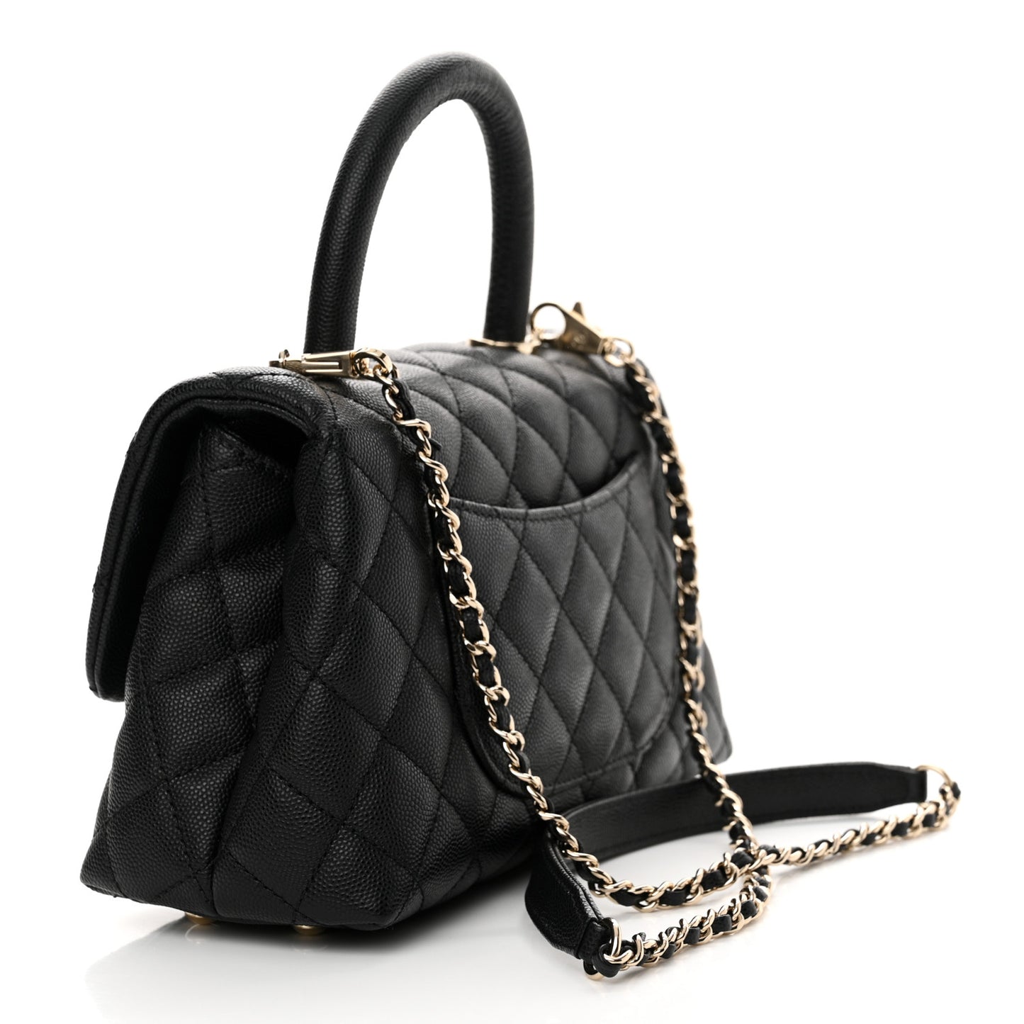 Caviar Quilted Mini Coco Handle Flap Black