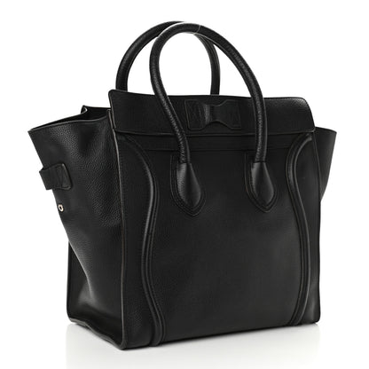 Celine Drummed Calfskin Mini Luggage Black 2 of 9