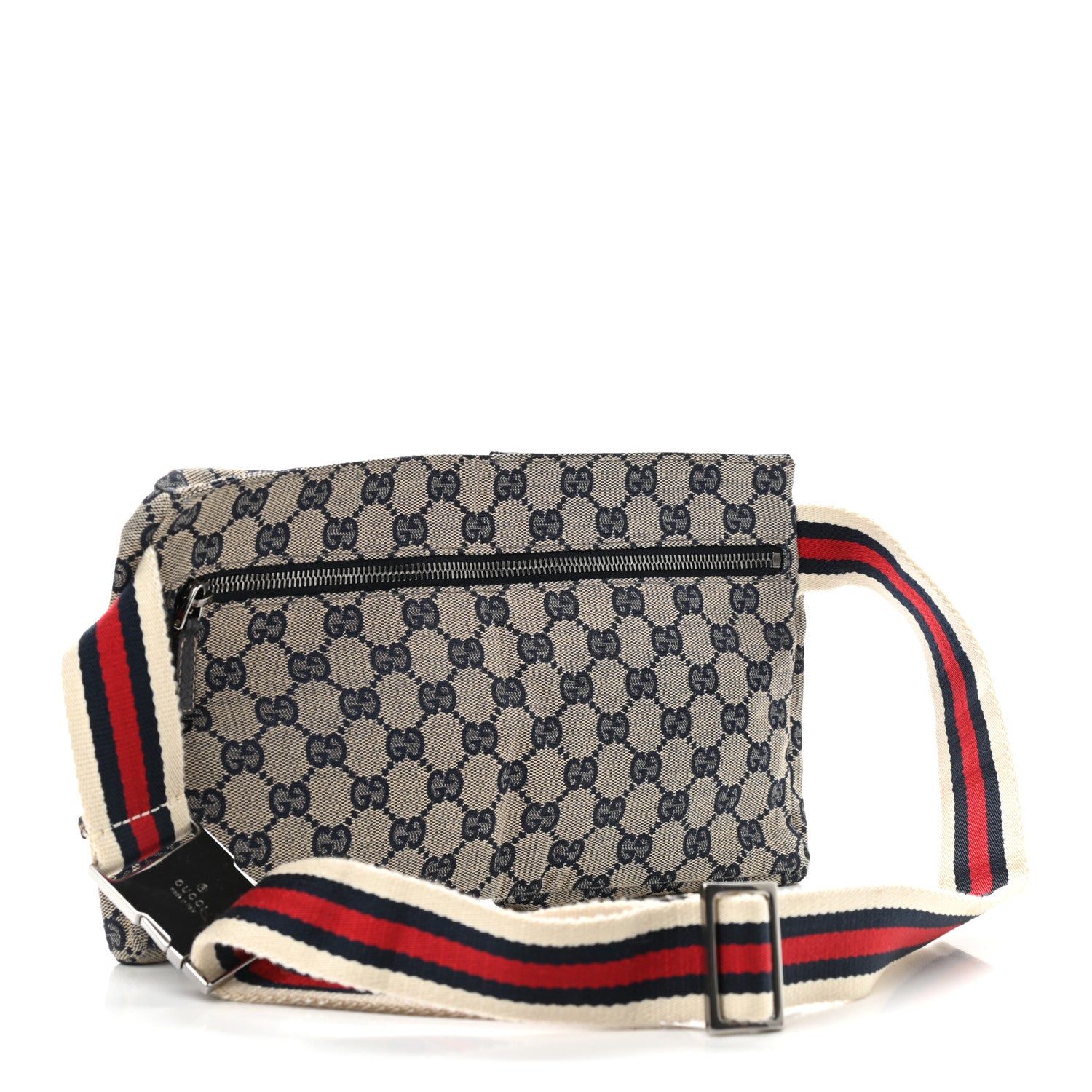 Gucci GG Monogram Web Double Pocket Belt Bag Navy 2 of 8