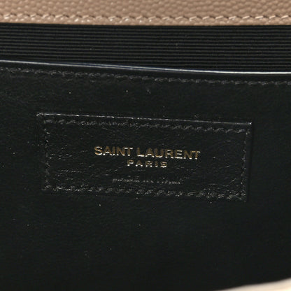 Saint Laurent Grain De Poudre Textured Mixed Matelasse Medium Triquilt Monogram Satchel Greyish Brown 6 of 9
