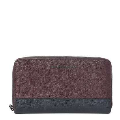 Burberry Calfskin Zip Around Wallet Burgundy Blue 1 of 7