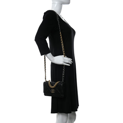 Chanel Lambskin Quilted Chanel 19 Wallet On Chain WOC Black 2 of 17