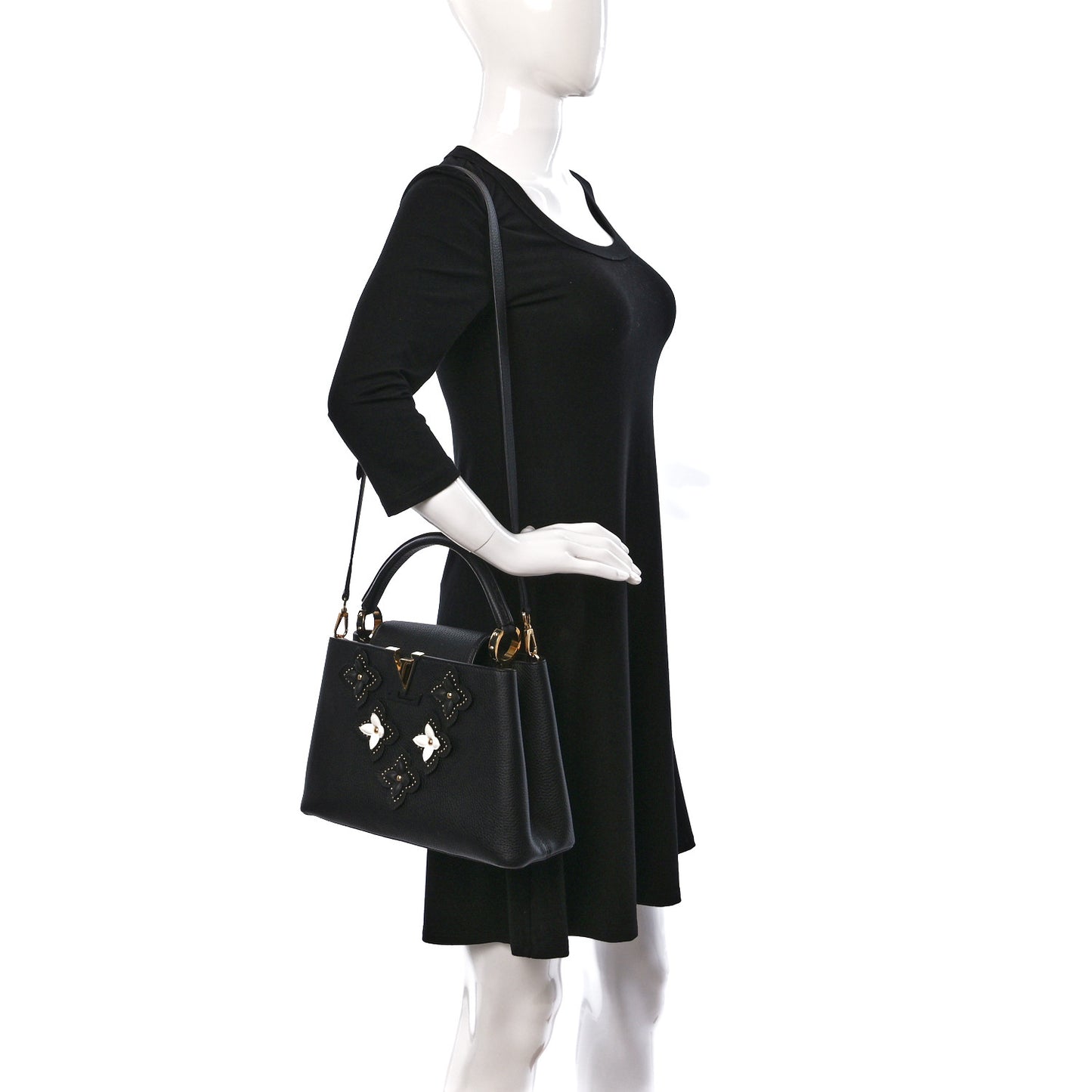 Taurillon Metallic Flowers Capucines PM Black