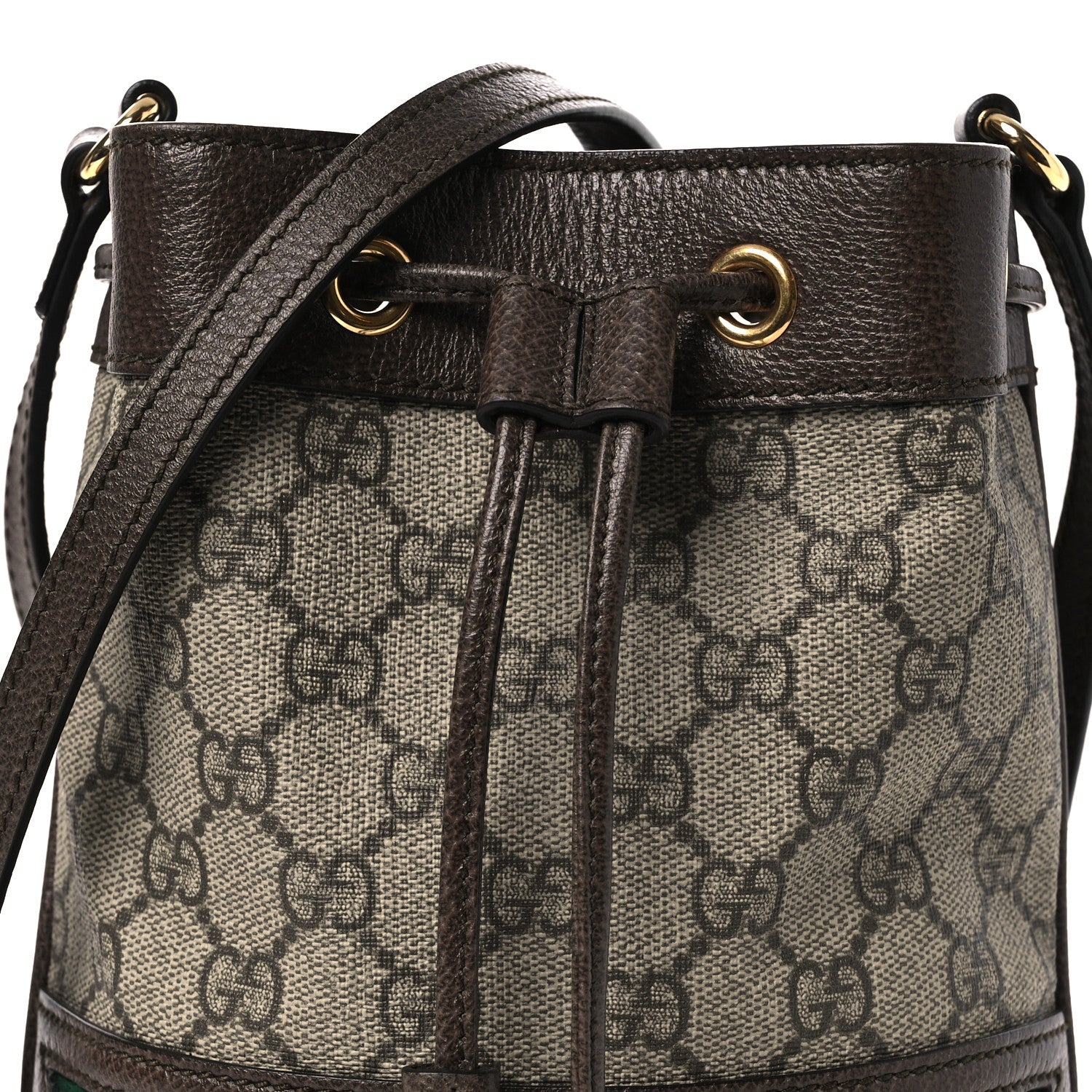 Gucci GG Supreme Monogram Web Mini Ophidia Bucket Bag Brown 8 of 10