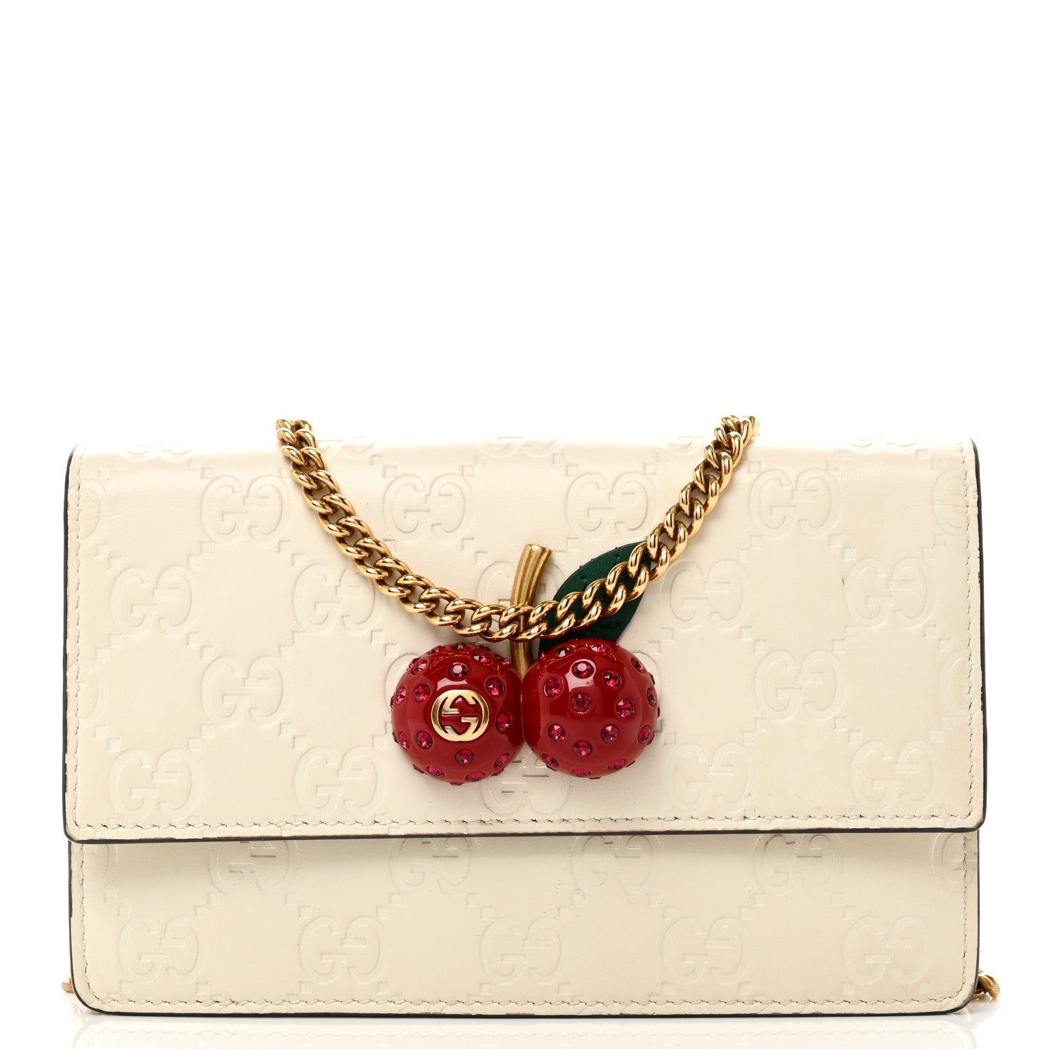 Gucci Guccissima Mini Cherry Chain Bag White 7 of 9